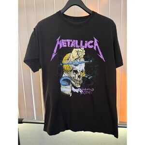 Men's Black Oversized Metallica "Damaged Justice" Band T-shirt Size Small/Medium